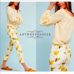 Pilcro and the Letterpress / High Rise / Yellow Floral Cropped Jeans / Size 30